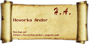 Hovorka Andor névjegykártya